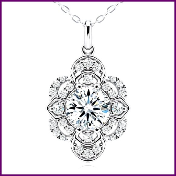 Sterling Silver Moissanite Pendant Necklace 18